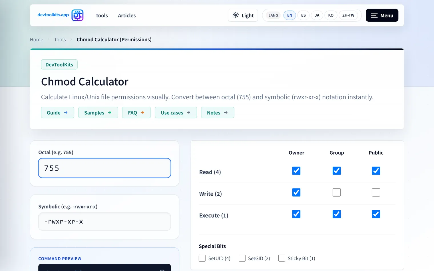 Chmod Calculator: Visually Calculate and Verify Linux Permissions
